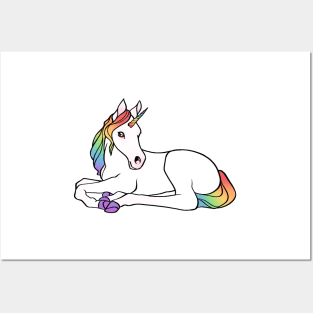 rainbow unicorn foal Posters and Art